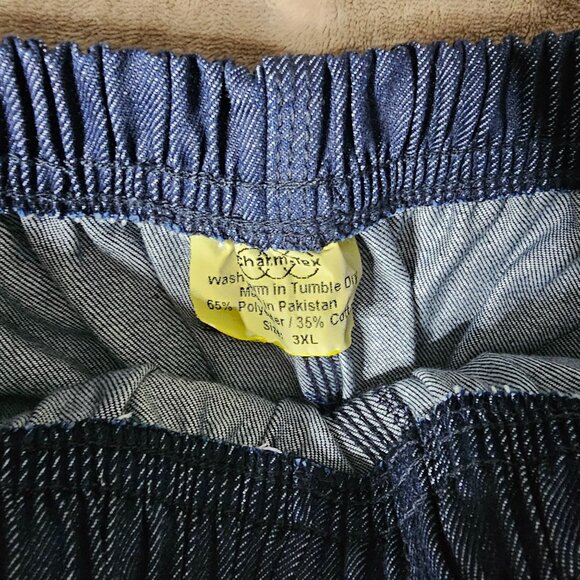 Relaxed Fit Denim-Look Lounge Pants Women 18/3XL Tight Elastic Waist Roomy Hips - Picture 4 of 9